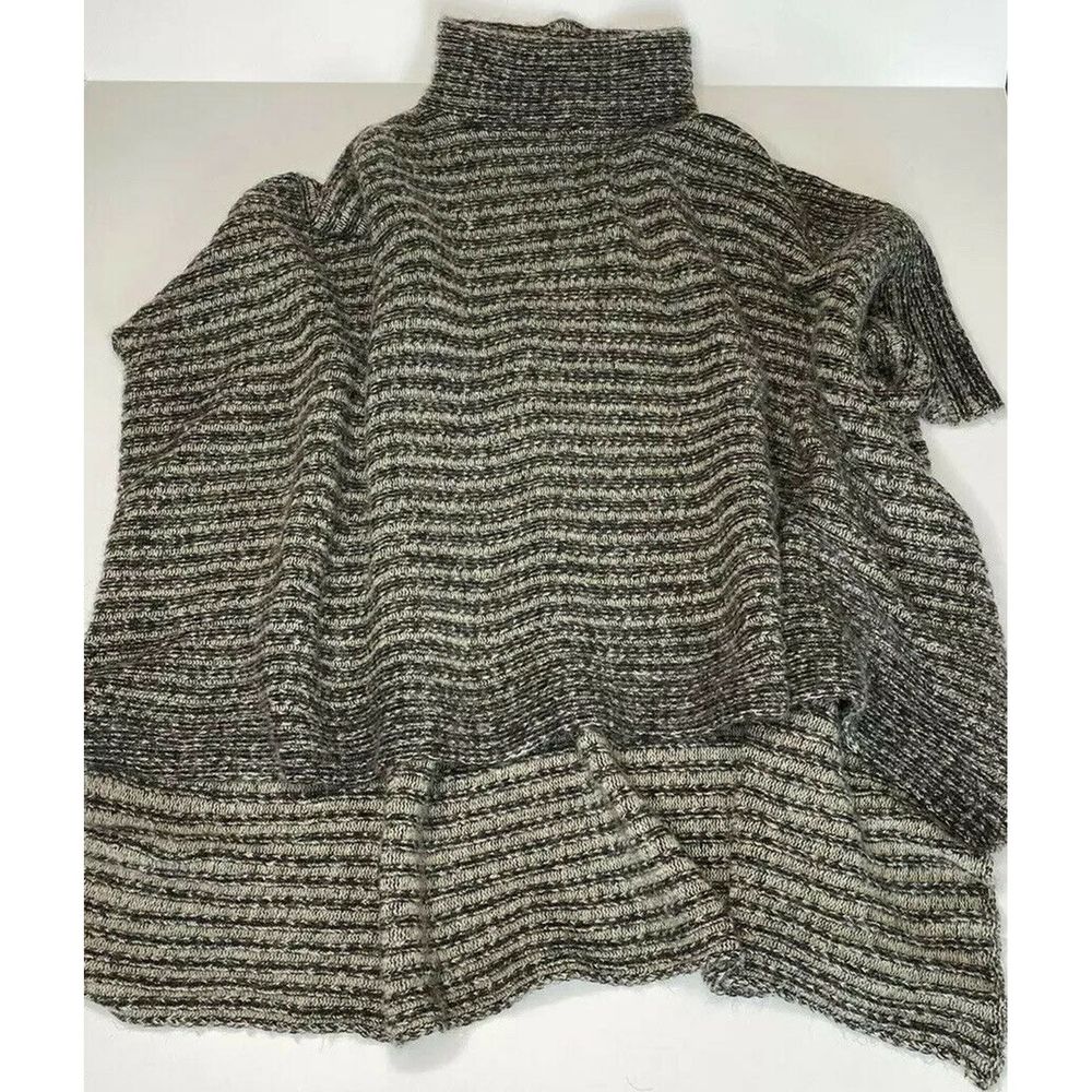 Zara Knit Italian Yarn Striped Knit Poncho - Picture 2 of 5